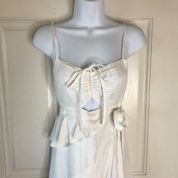 Saltwater Luxe Spaghetti Strap Tiered Ruffled Asymmetric Dress Ivory - Picture 3 of 7